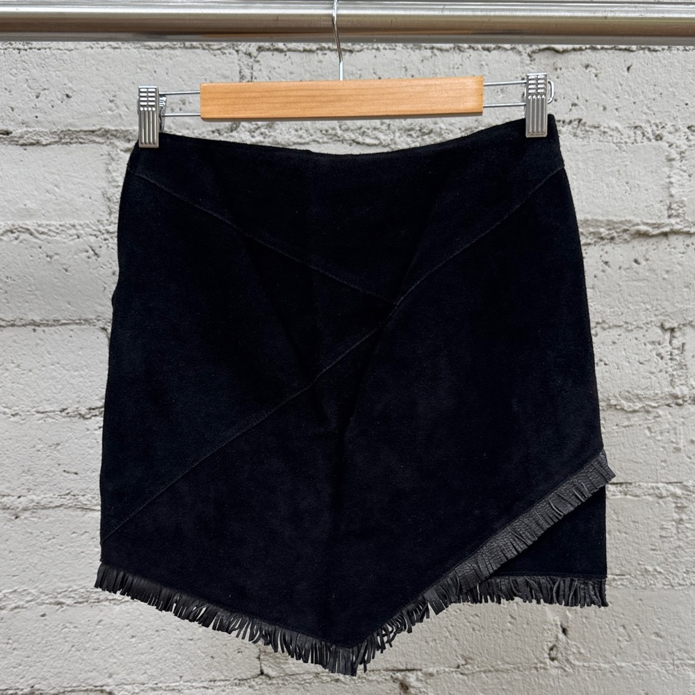 Maje Envela Black Suede Fringe Skirt Size 4 (estimated) - Picture 4 of 16